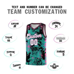 Aqua Black Vice Burst Graffiti Basketball Jersey 4