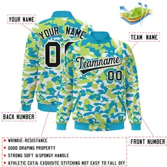 Aqua Black-White Camo Varsity Letterman Bomber Jacket 2