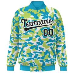 Aqua Black-White Camo Varsity Letterman Bomber Jacket 3