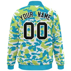 Aqua Black-White Camo Varsity Letterman Bomber Jacket 4