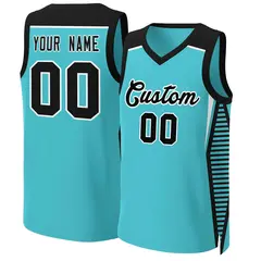 Aqua Black-White Classic Mesh Basketball Jersey Tops 1