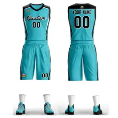Aqua Black-White Classic Mesh Basketball Jersey