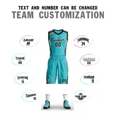 Aqua Black-White Classic Mesh Basketball Jersey 4