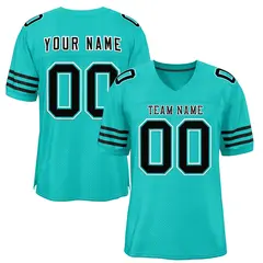 Aqua Black-White Classic Style Mesh Football Jersey 1