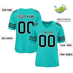 Aqua Black-White Classic Style Mesh Football Jersey 2