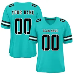 Aqua Black-White Classic Style Mesh Football Jersey 1