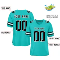 Aqua Black-White Classic Style Mesh Football Jersey 2