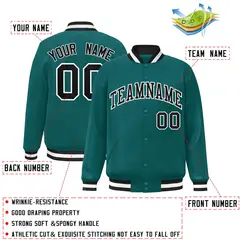 Aqua Black-White Full-Snap Varsity Letterman Jacket 2