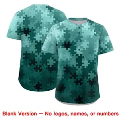 Aqua Black White Puzzle Elements Baseball Jersey 7