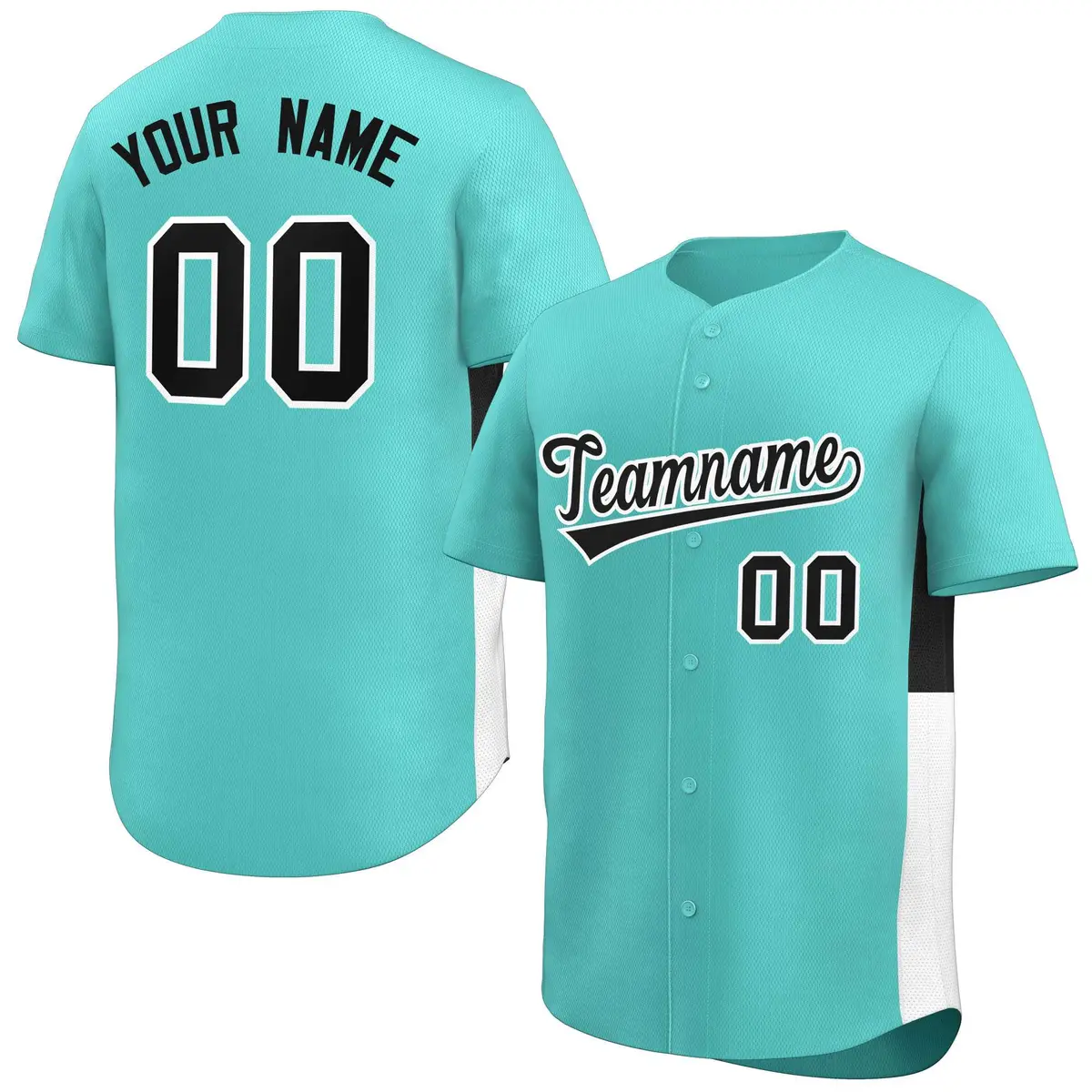 Aqua Black-White Side Two-Tone Authentic Baseball Jersey