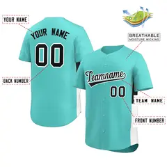 Aqua Black-White Side Two-Tone Authentic Baseball Jersey 2