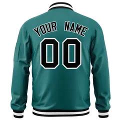 Aqua Black-White Varsity Full-Zip Letterman Bomber Jacket 4
