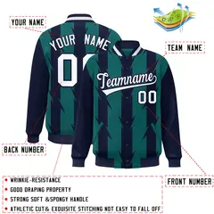 Aqua Blade Pattern Raglan Varsity Letterman Baseball Jacket 2