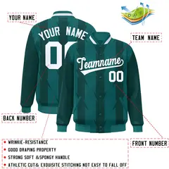 Aqua Blade Pattern Raglan Varsity Letterman Baseball Jacket 2
