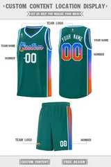 Aqua Blue-Orange Gradient Fashion Sports Basketball Jersey 2