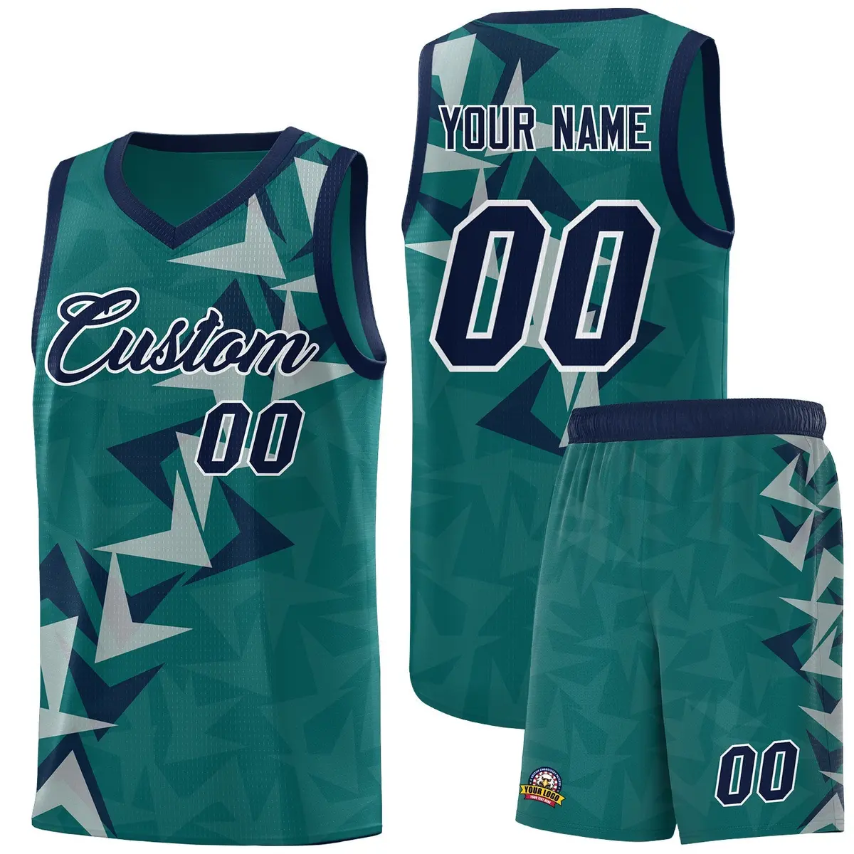Aqua Boomerang Pattern Basketball Jersey