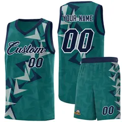 Aqua Boomerang Pattern Basketball Jersey 1