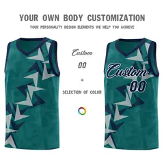 Aqua Boomerang Pattern Basketball Jersey 3