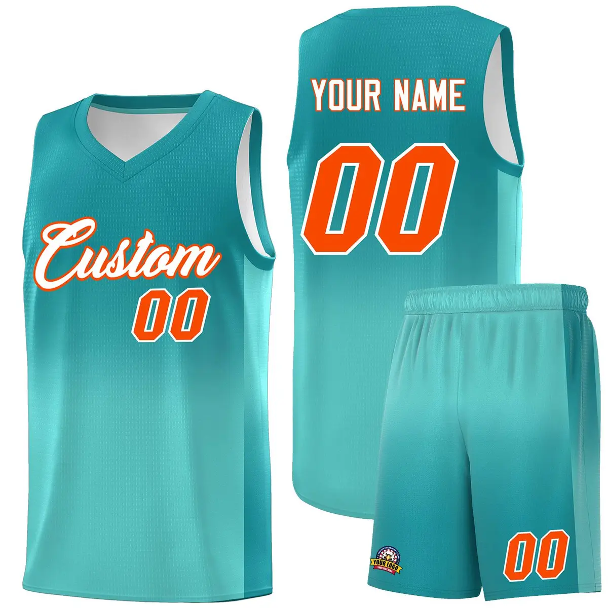Aqua Bright Green Gradient Basketball Jersey Sports Uniform