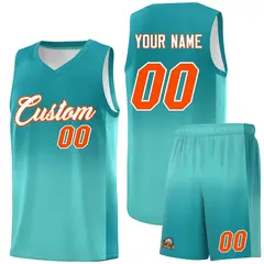 Aqua Bright Green Gradient Basketball Jersey Sports Uniform 1