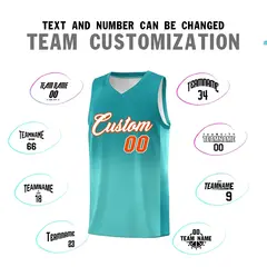 Aqua Bright Green Gradient Basketball Jersey Sports Uniform 4
