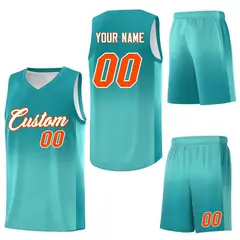 Aqua Bright Green Gradient Basketball Jersey Sports Uniform 7