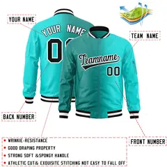 Aqua Bright Green Gradient Letterman Bomber Jacket 2