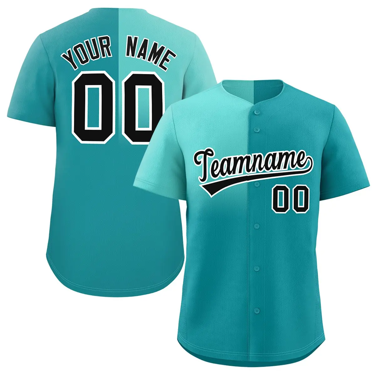 Aqua Bright Green Half Gradient Authentic Baseball Jersey