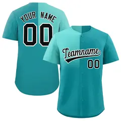 Aqua Bright Green Half Gradient Authentic Baseball Jersey 1