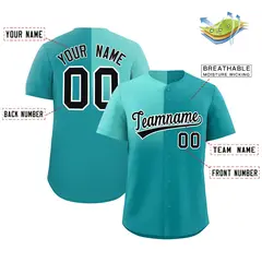 Aqua Bright Green Half Gradient Authentic Baseball Jersey 2