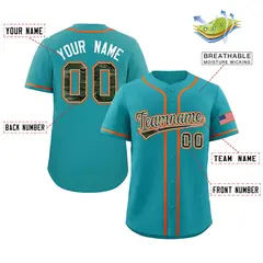 Aqua Camo Font Authentic Baseball Jersey 2