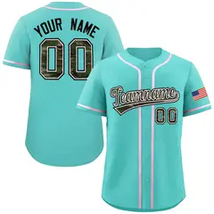 Aqua Camo Font Authentic Baseball Jersey 1