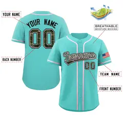 Aqua Camo Font Authentic Baseball Jersey 2