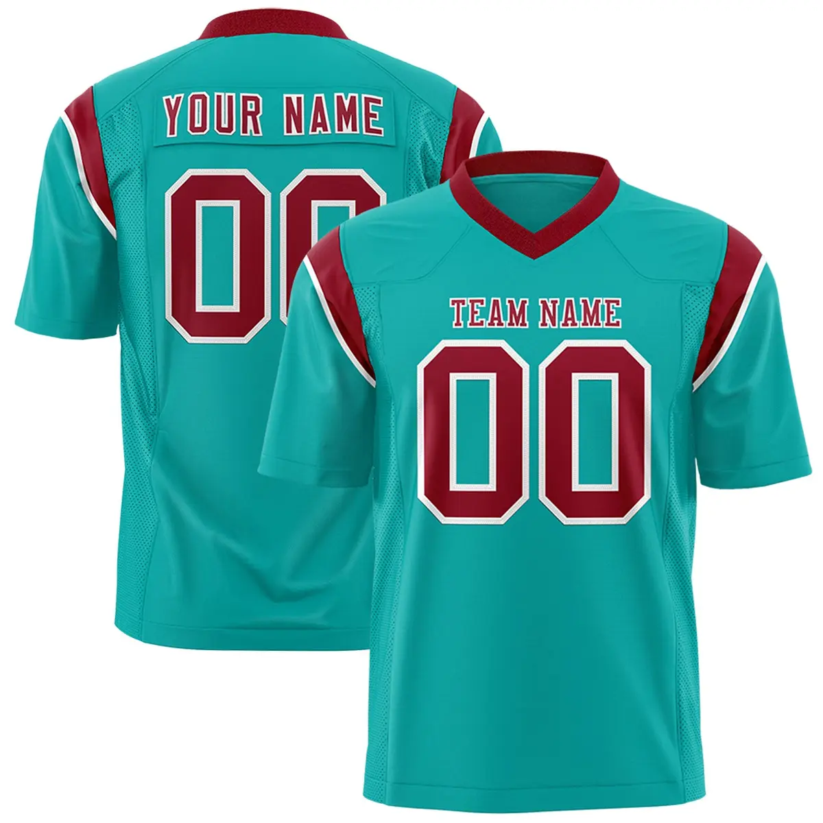 Aqua Cardinal Shoulder Cut Two-Tone Flag Football Jersey