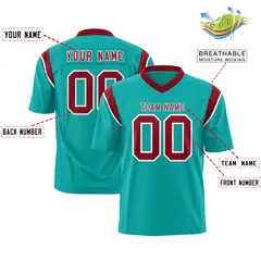 Aqua Cardinal Shoulder Cut Two-Tone Flag Football Jersey 2