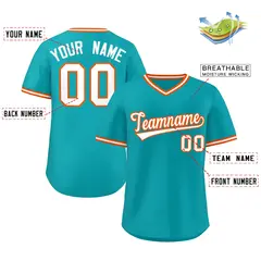 Aqua Classic Style Outdoor Pullover Baseball Jersey 2