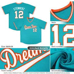 Aqua Classic Style Outdoor Pullover Baseball Jersey 4