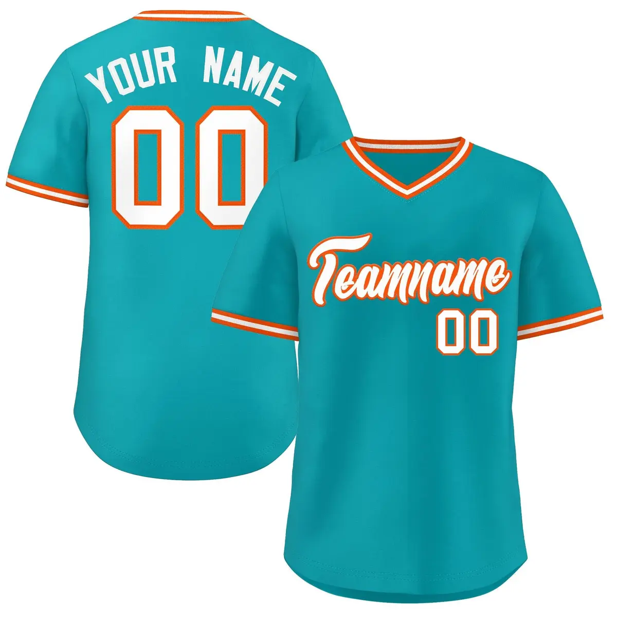 Aqua Classic V-Neck Pullover Baseball Jersey