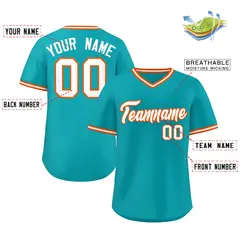 Aqua Classic V-Neck Pullover Baseball Jersey 2