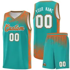 Aqua Cloud Pattern Sports Uniform Basketball Jersey Set 1