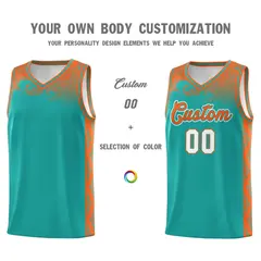 Aqua Cloud Pattern Sports Uniform Basketball Jersey Set 3