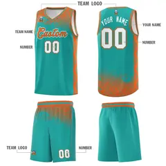 Aqua Cloud Pattern Sports Uniform Basketball Jersey Set 5