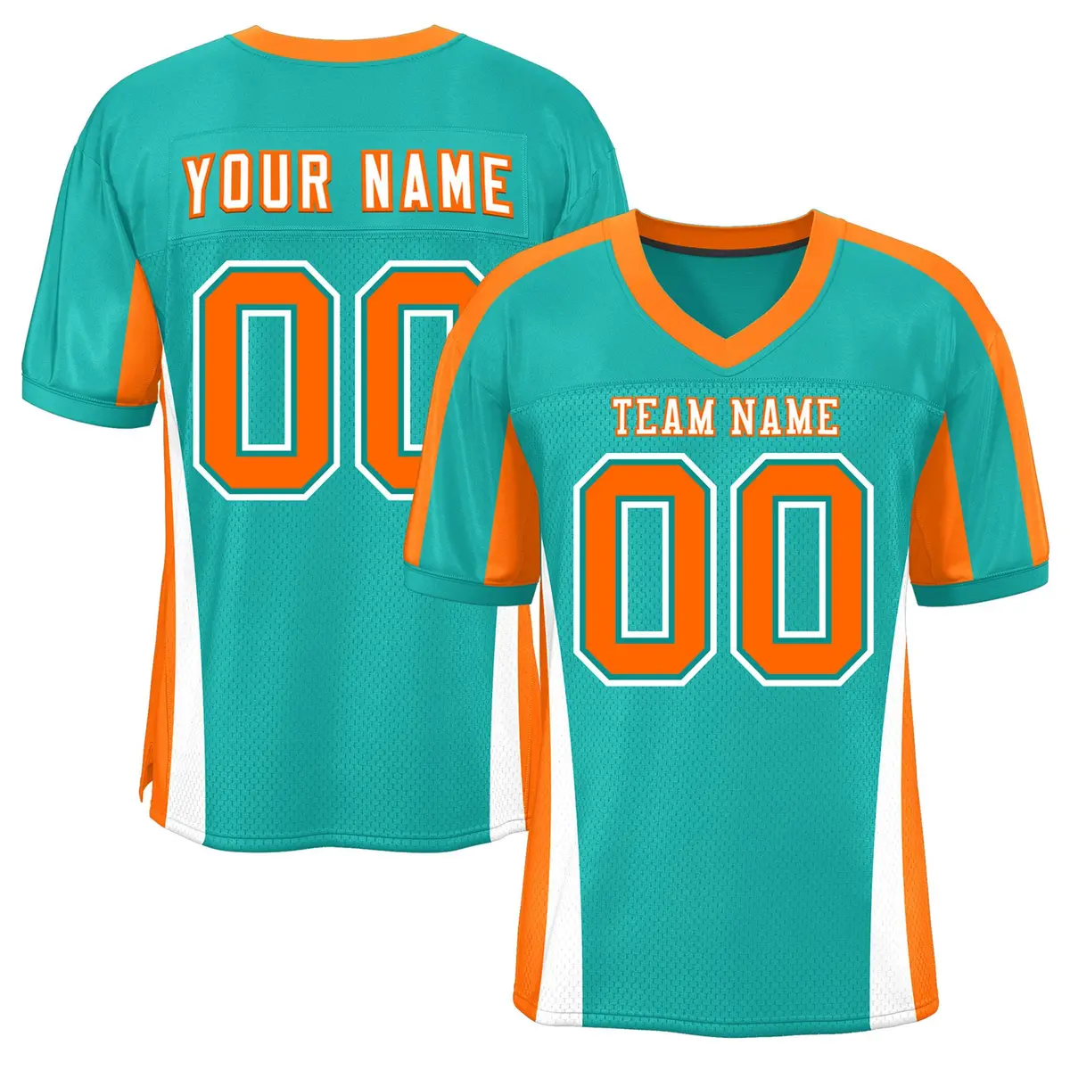 Aqua Color Block Mesh Authentic Football Jersey
