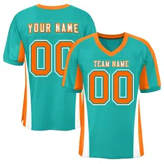 Aqua Color Block Mesh Authentic Football Jersey 1