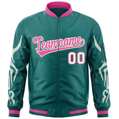 Aqua Cream Dragon Head Graffiti Letterman Bomber Jacket 3