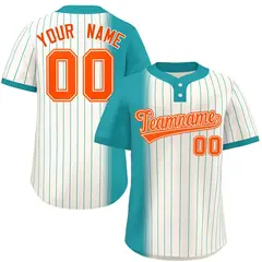 Aqua Cream Gradient Stripe Two-Button Softball Jersey