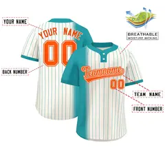 Aqua Cream Gradient Stripe Two-Button Softball Jersey 2