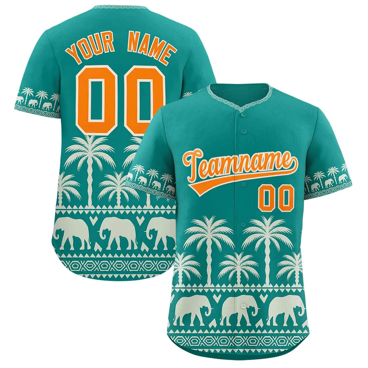 Aqua Cream Graffiti Pattern Bossinia Style Baseball Jersey