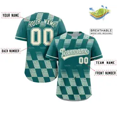 Aqua Cream Grid Speckles Color Block Baseball Jersey 2