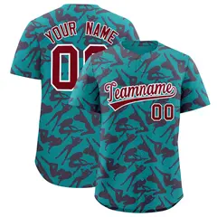 Aqua Crimson Graffiti Pattern Authentic Baseball Jersey 1